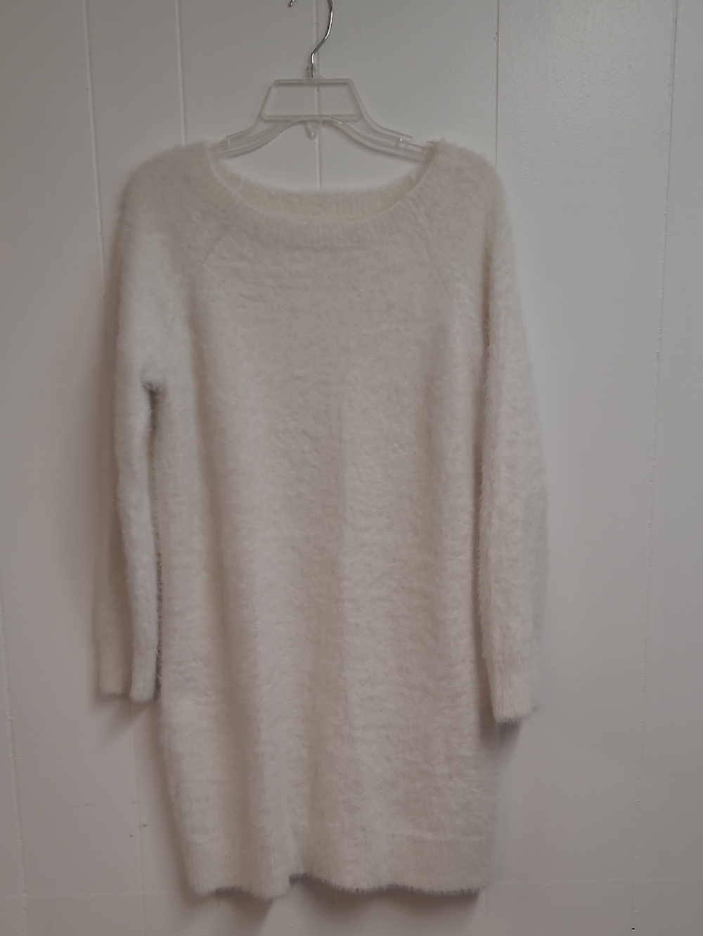 Lou & Grey Plush Knit Sweater Dress White Warm and Cozy Sz. Small